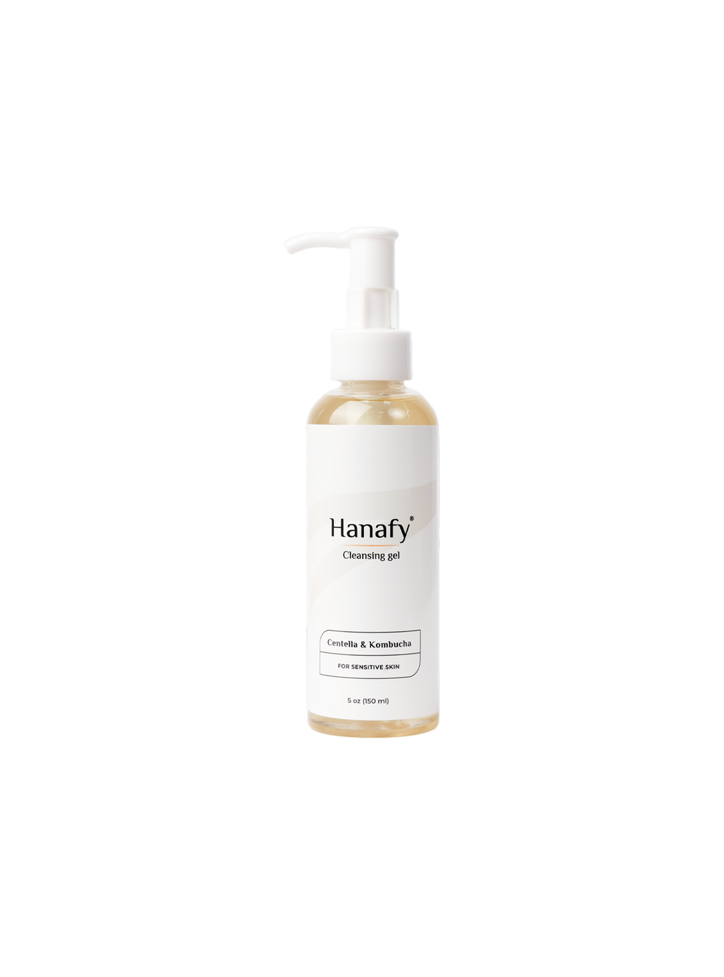 Hanafy cleansing gel bottle on a light gray background