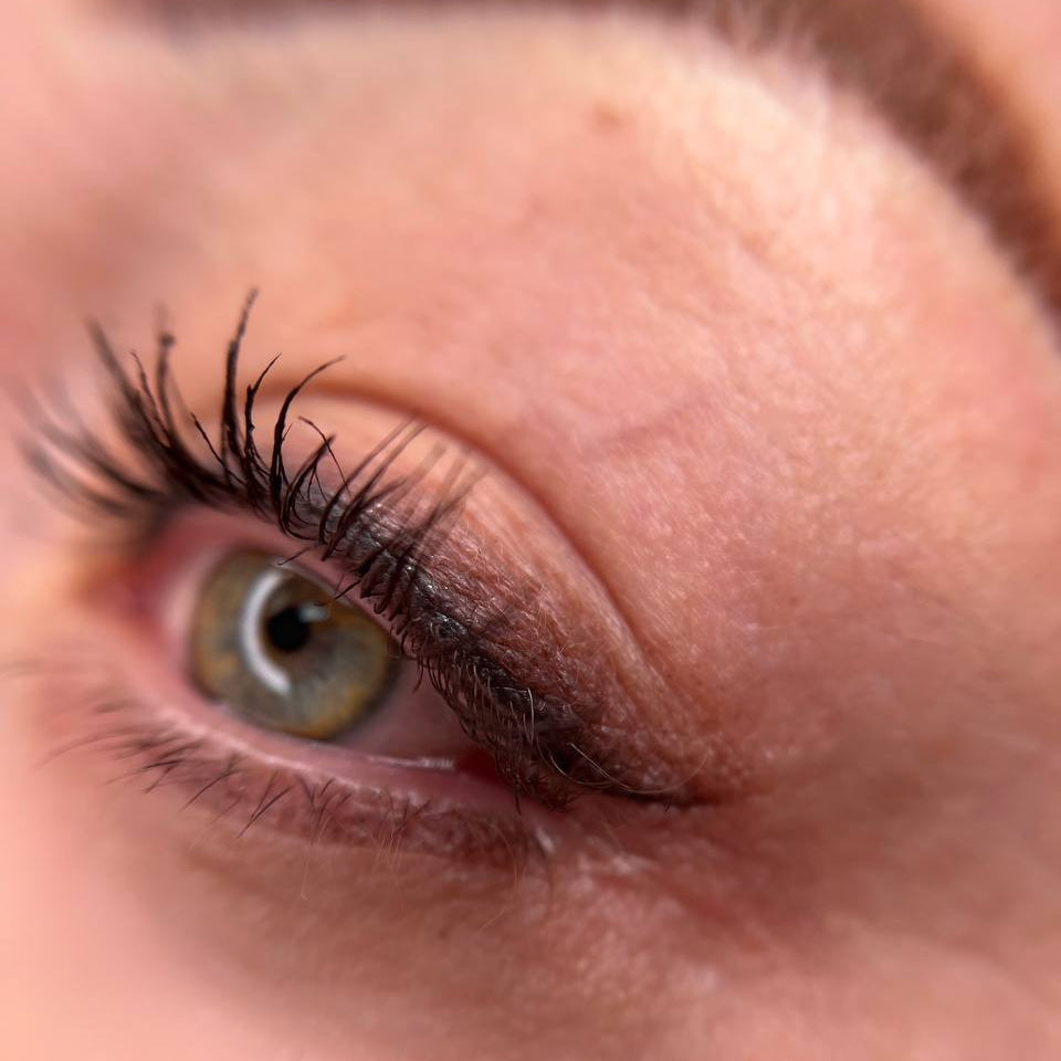 Healed brow and lash-line PMU with FACE Johnny, Space, Orange and Brick