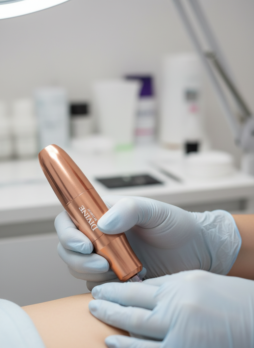 pmu machine in a hand of permanent make up artist