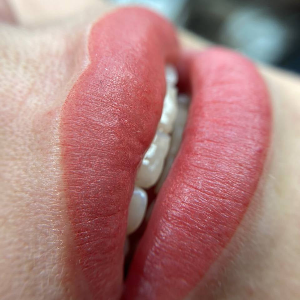 Lip PMU with a FACE Caramel, Sherbet and Detroit pigment mix