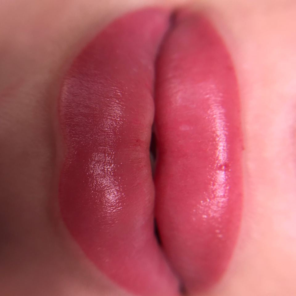 Rosy lip blush with FACE Blush used pure, fresh result