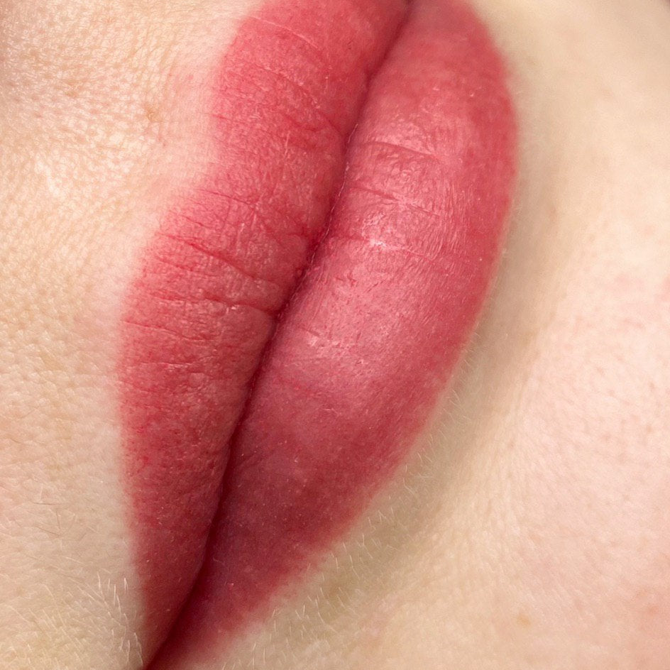 Lip blush with a FACE Blush, Sherbet and Granate pigment mix
