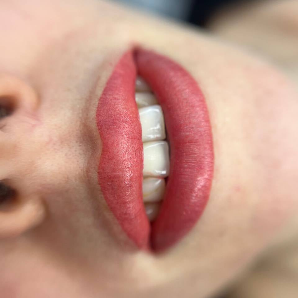 Lip PMU with a FACE Caramel and Raspberry pigment mix