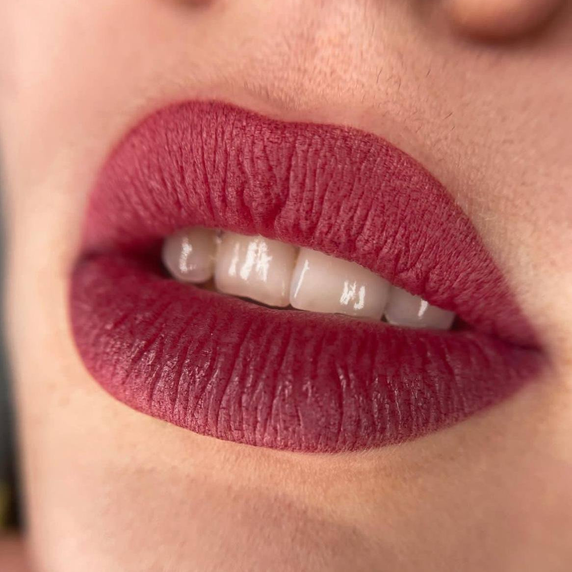 Deep berry lips with FACE Tyra Organic Love lip pigment used pure