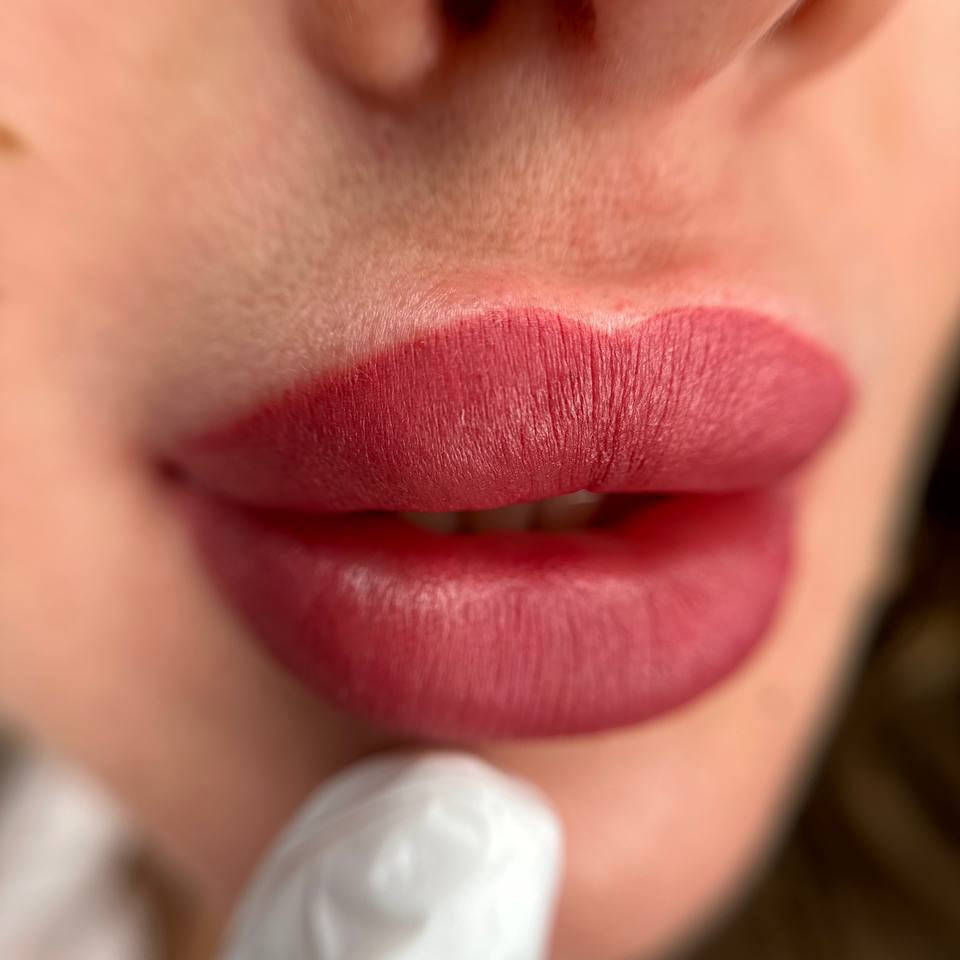 Lip PMU with a FACE Caramel, Lilac and Shayk pigment mix