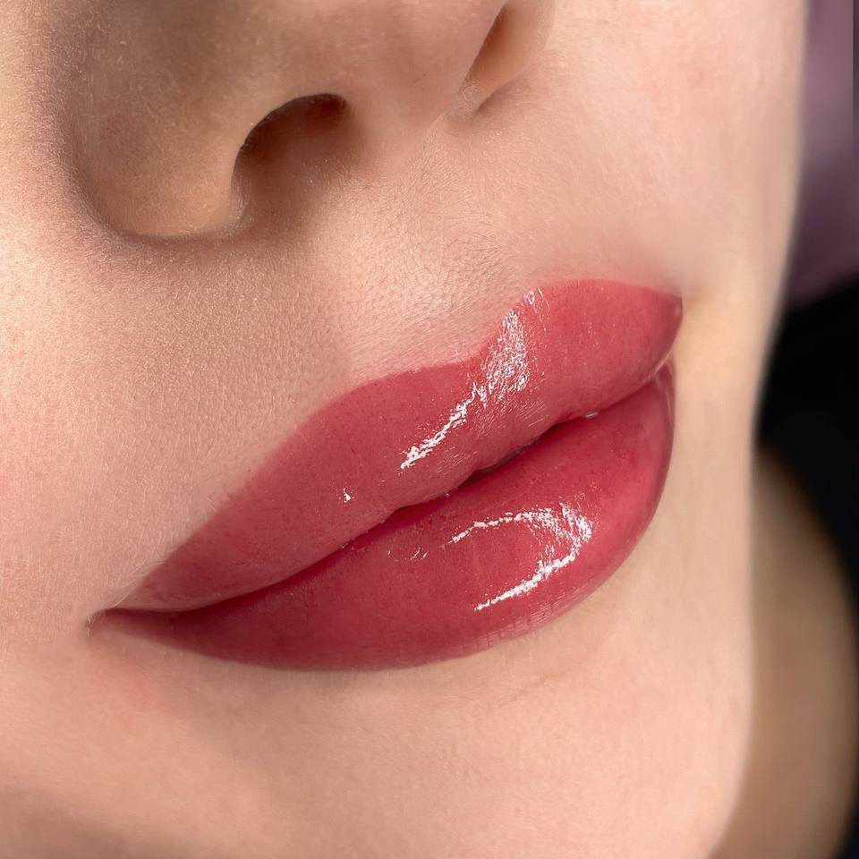 Lip PMU with a FACE Sherbet, Caramel and Cherry pigment mix