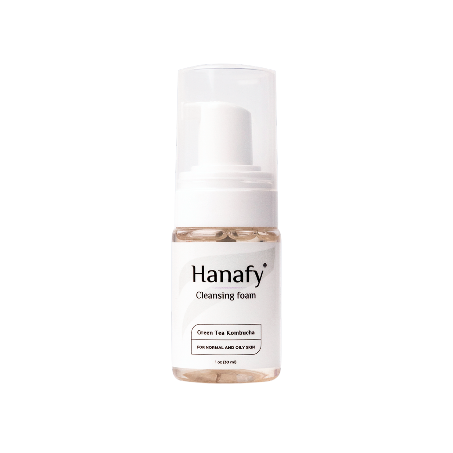 Hanafy cleansing foam bottle on a light gray background