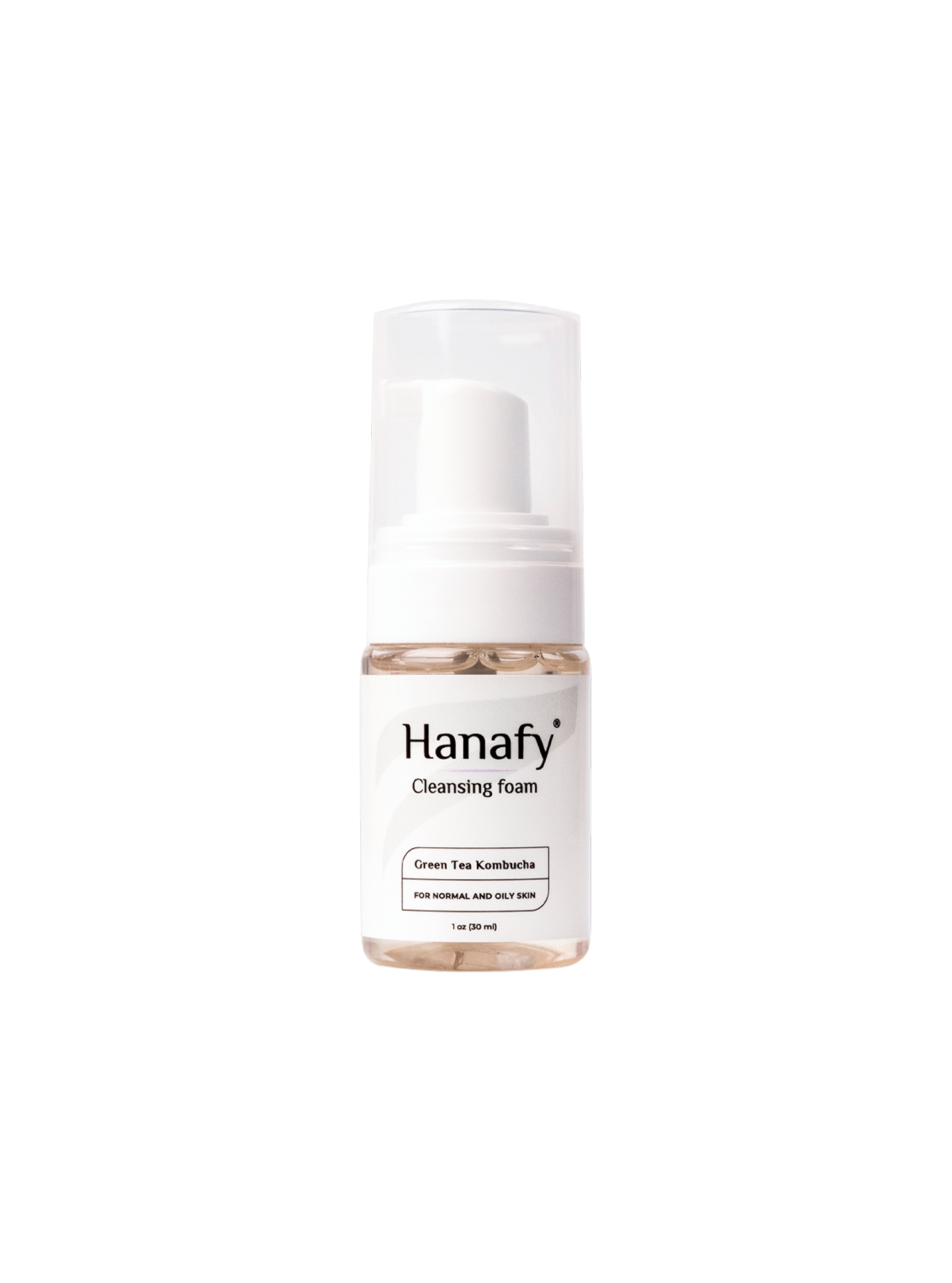 Hanafy cleansing foam bottle on a light gray background