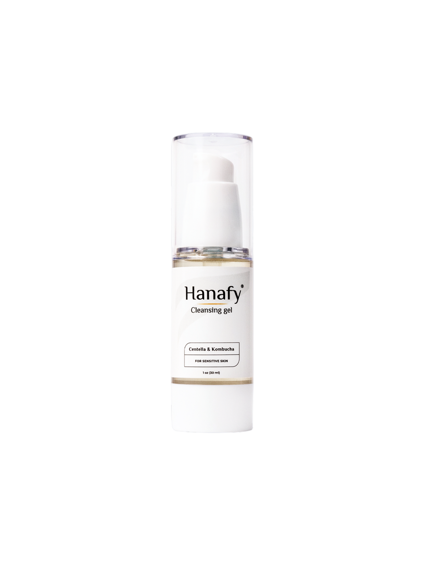 Hanafy cleansing gel bottle on a white background