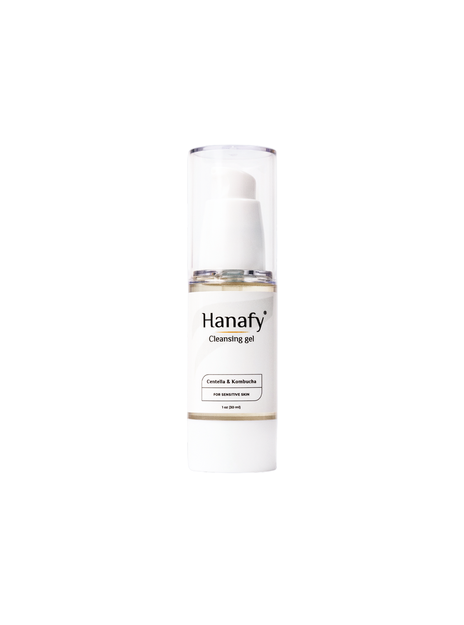 Hanafy cleansing gel bottle on a white background