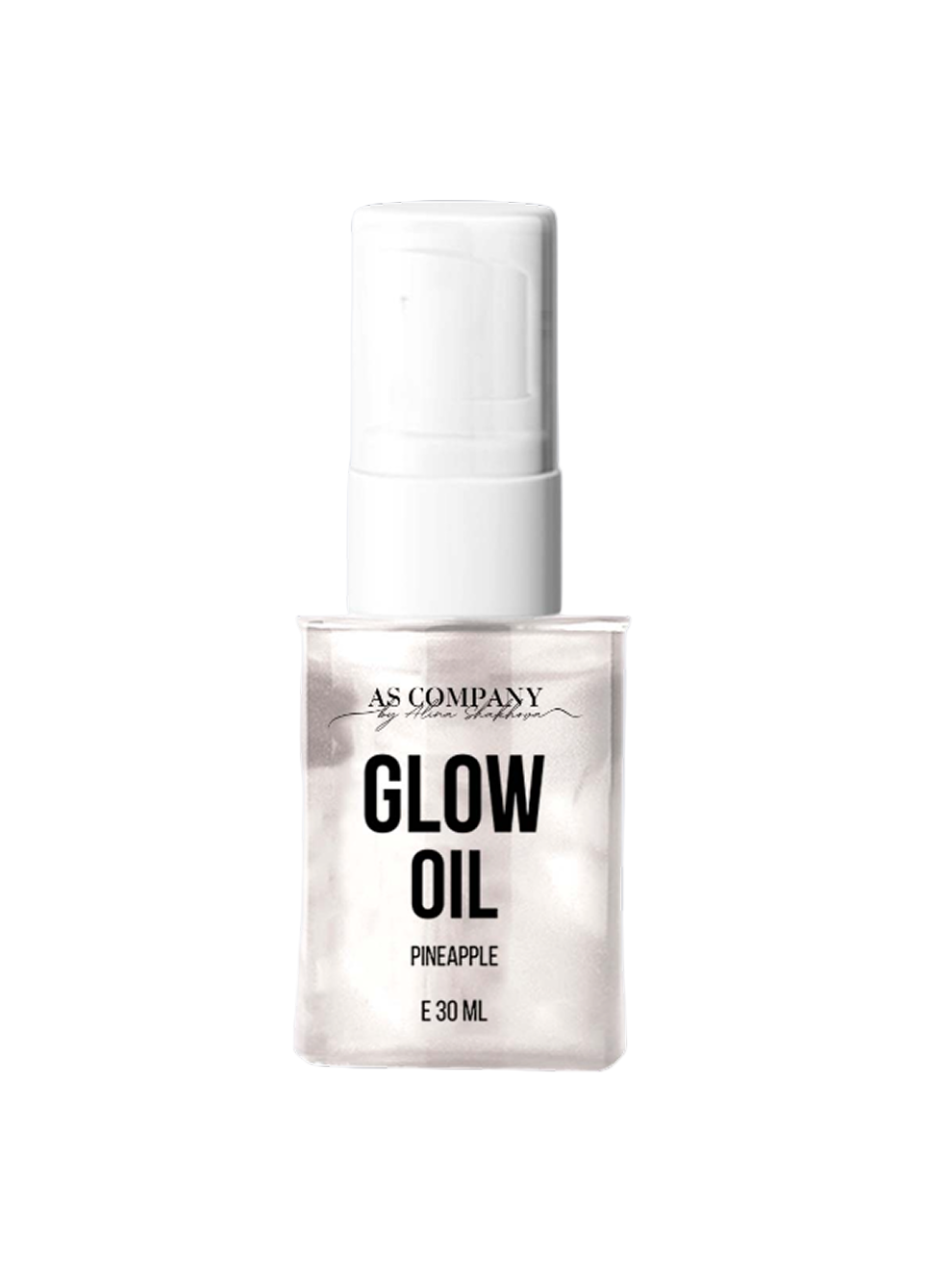 Bottle of AS Company Glow Oil on a light gray background