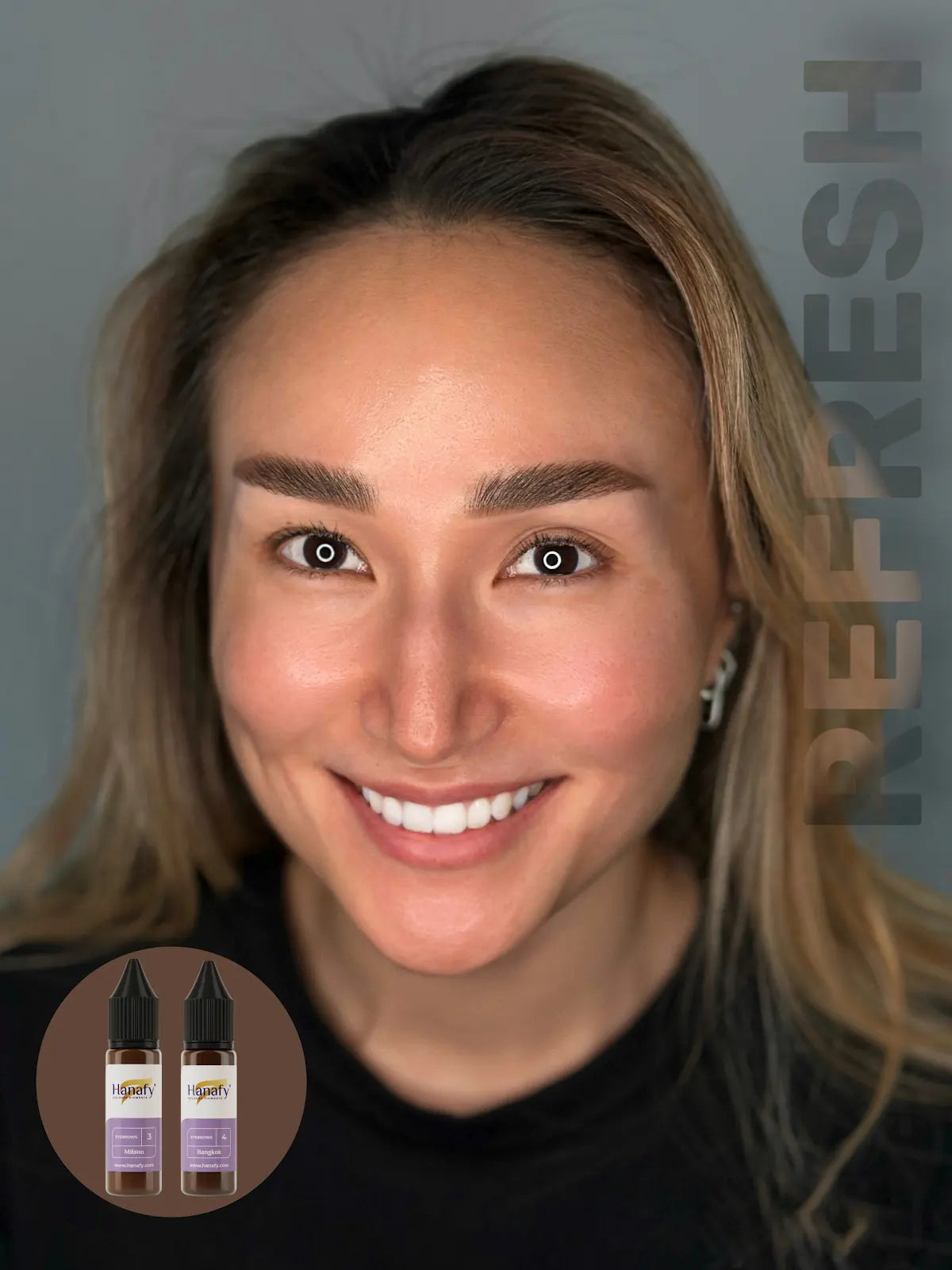 Retouch brows with mineral pigments from hanafy