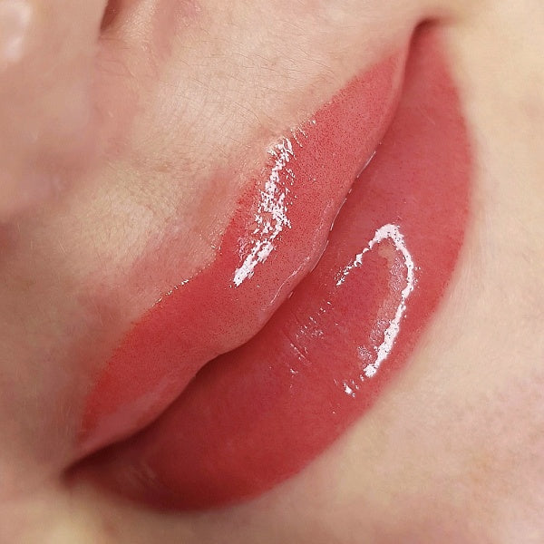 Lip permanent makeup done with AS Company Amaranth concentrate lip pigment