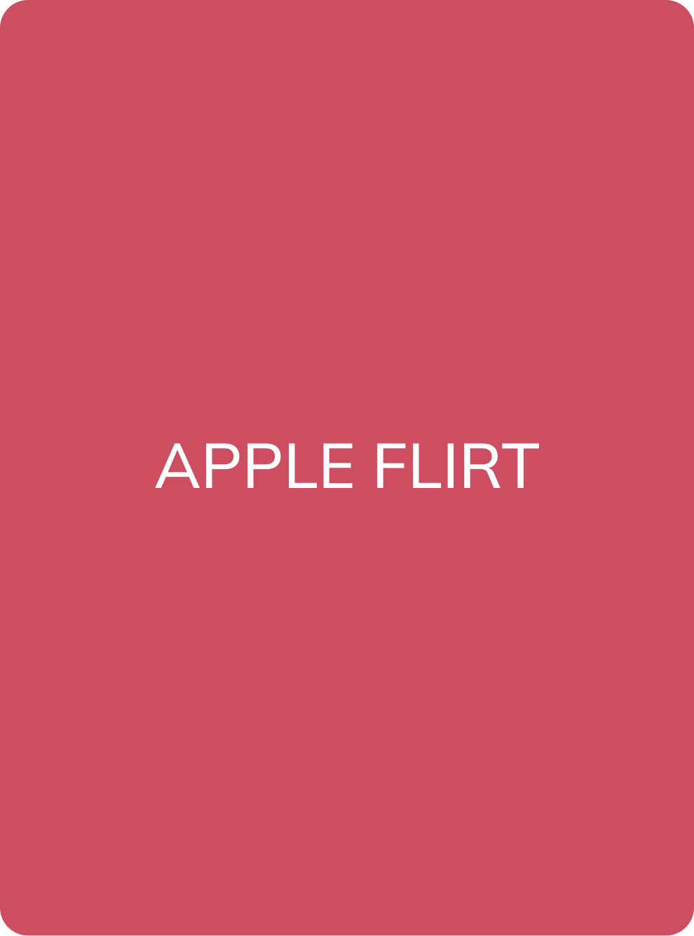 AS Company Apple Flirt lip pigment swatch card, red background with shade name
