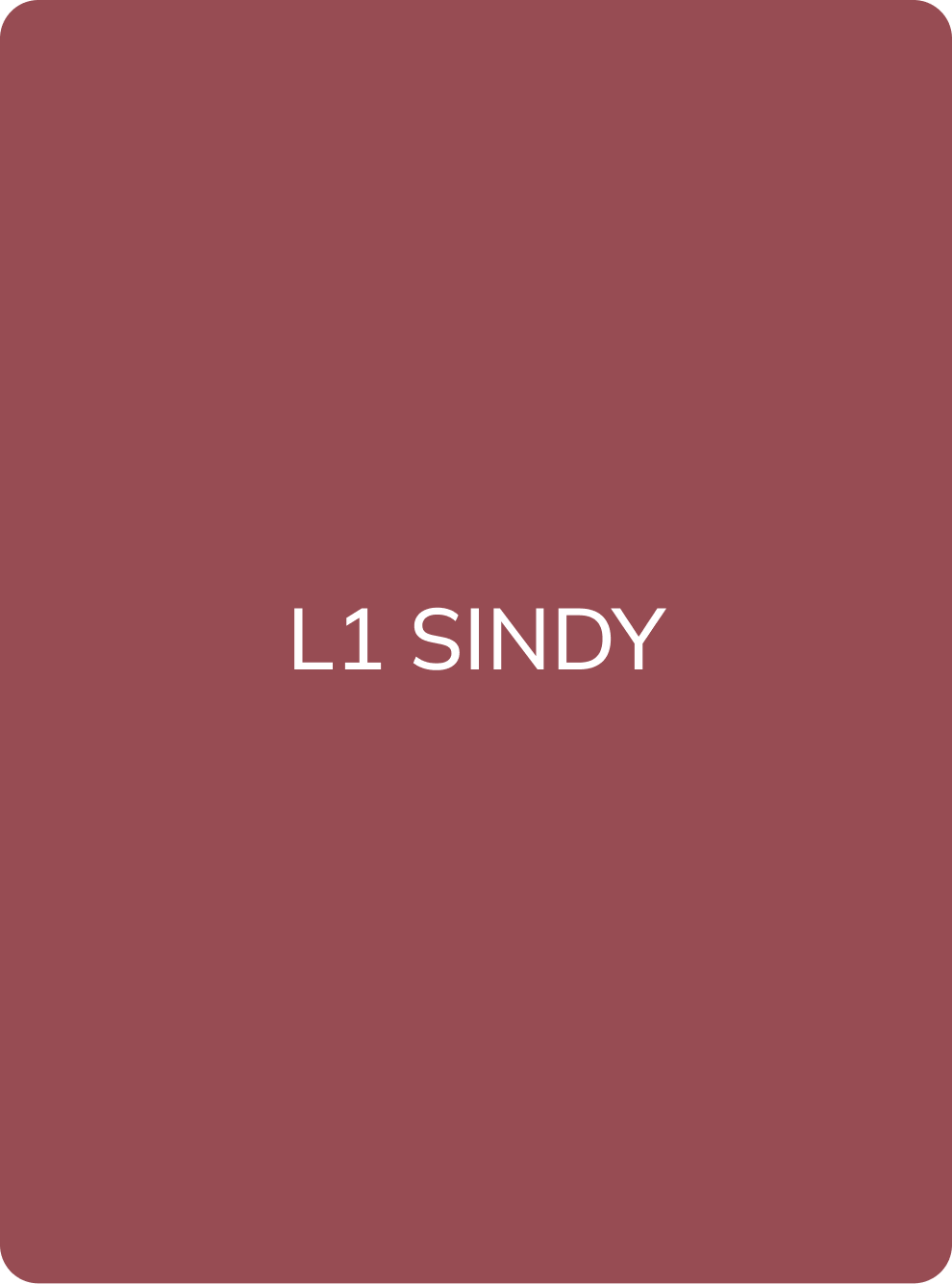AS Company L1 Sindy lip pigment colour swatch card with shade name