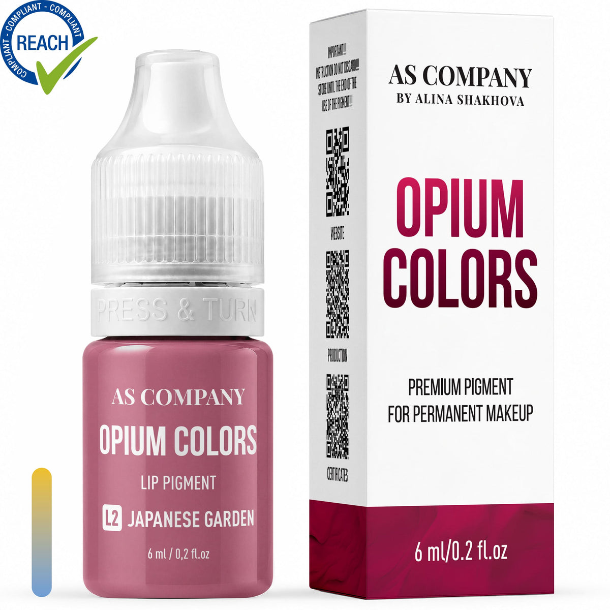 AS Company Opium Colors L2 Japanese Garden lip pigment, 6 ml bottle with box