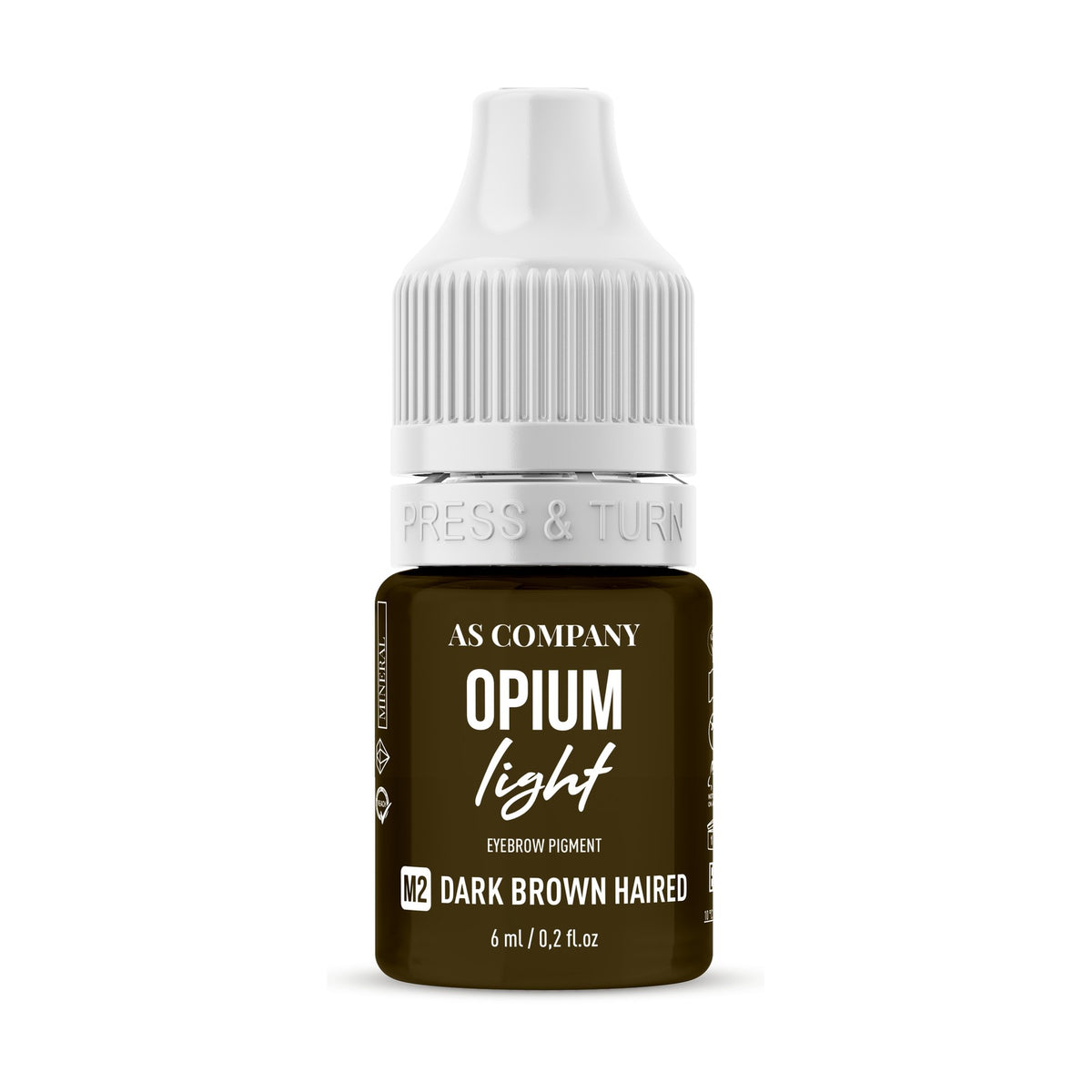 AS Company Opium Light Mineral M2 Dark Brown Haired brow pigment, 6 ml bottle