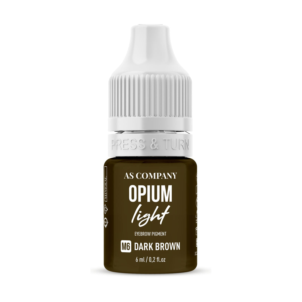 AS Company Opium Light Mineral M6 Dark Brown brow pigment, 6 ml bottle