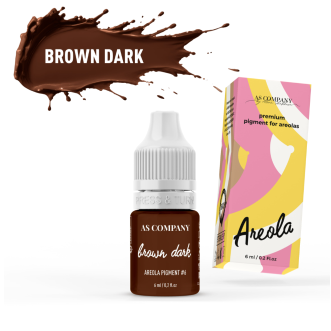AS Company No.6 Brown Dark areola pigment, 6 ml bottle