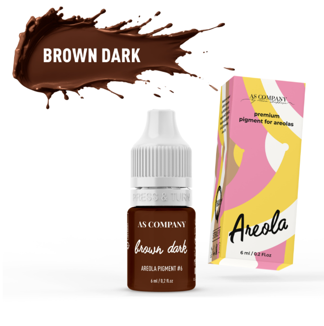 AS Company No.6 Brown Dark areola pigment, 6 ml bottle