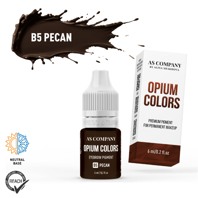 AS Company Opium Colors B5 Pecan brow pigment, 6 ml bottle