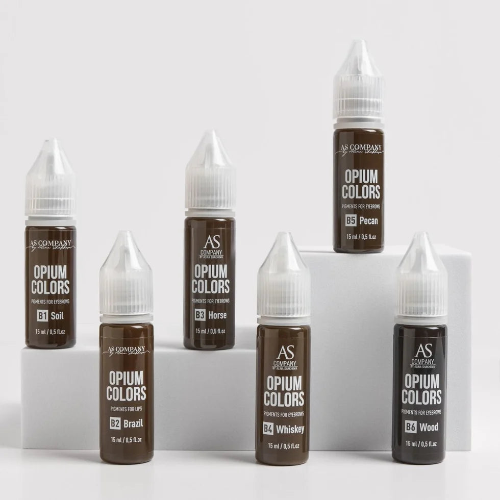 AS Company Opium Colors hybrid brow pigment set for powder brows and PMU