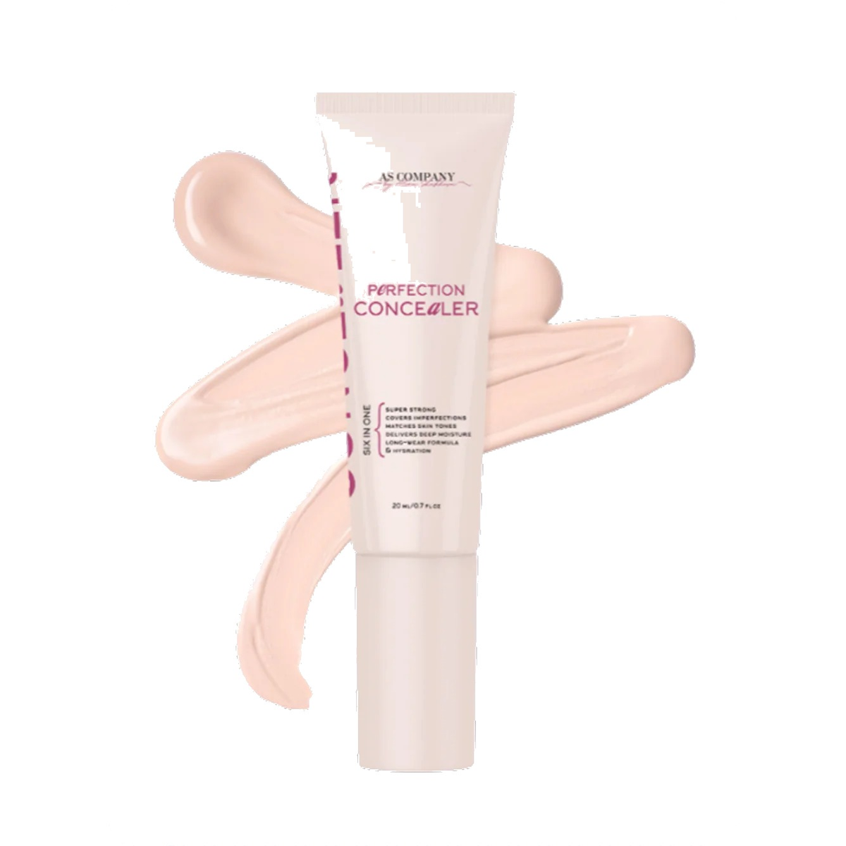 AS Company Perfection Concealer Natural 20 ml tube with swatches, sketch and mapping concealer for PMU
