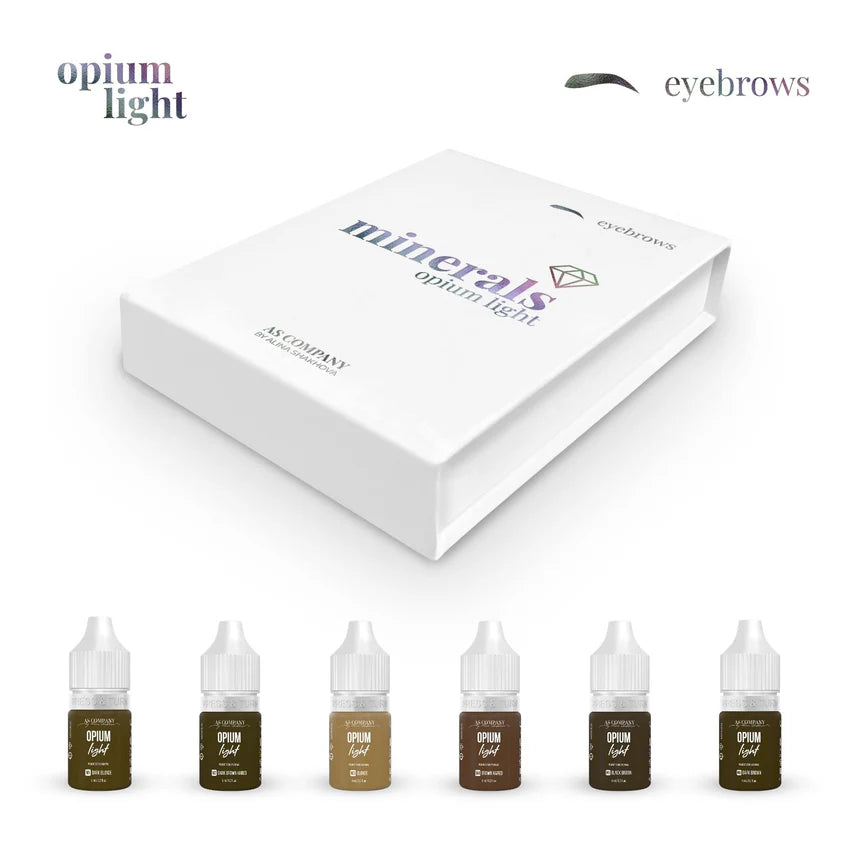 Eyebrow Set – Opium Light (Minerals, 6 × 6 ml) | Professionele PMU Pigmenten | PMU Master Boutique