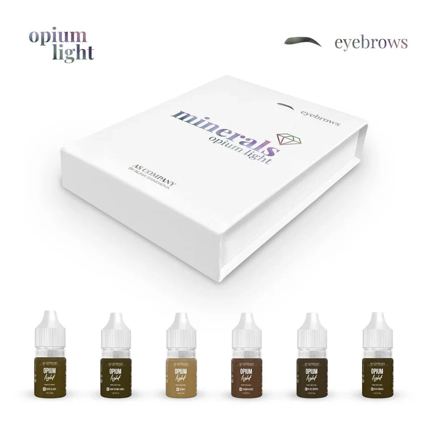 Eyebrow Set – Opium Light (Minerals, 6pcs × 6ml) | Professional PMU Pigments | PMU Master Boutique