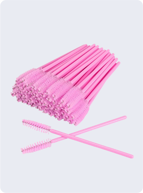 Pink disposable brow brushes, 100 pcs