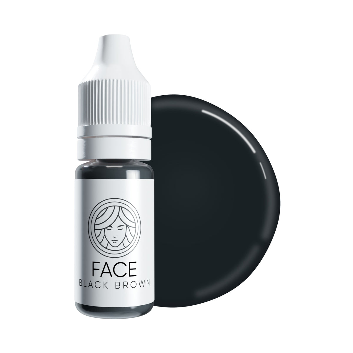 Correcteur sourcils minéral FACE Black Brown, flacon de pigment PMU avec goutte de couleur