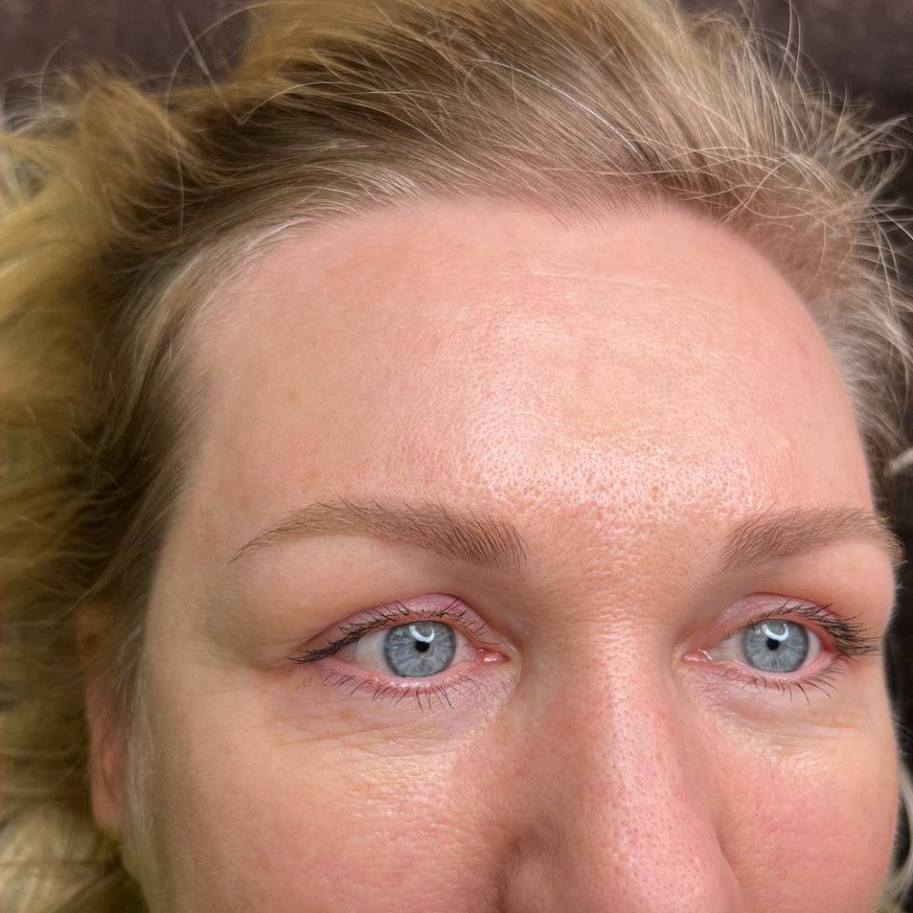 Healed brow PMU with a FACE Cinnamon, Mocco and Brick pigment mix