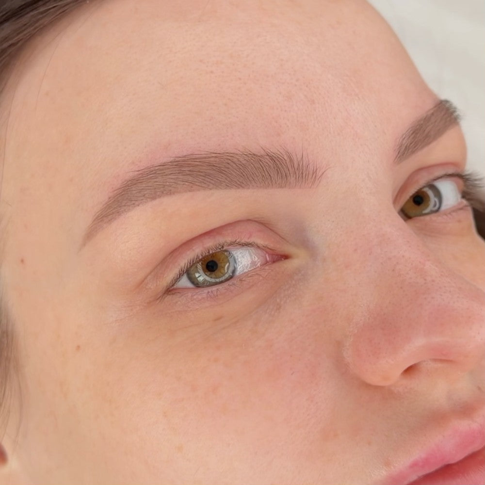 Brow PMU with a FACE Mineral Medium, Blonde and Gold mix