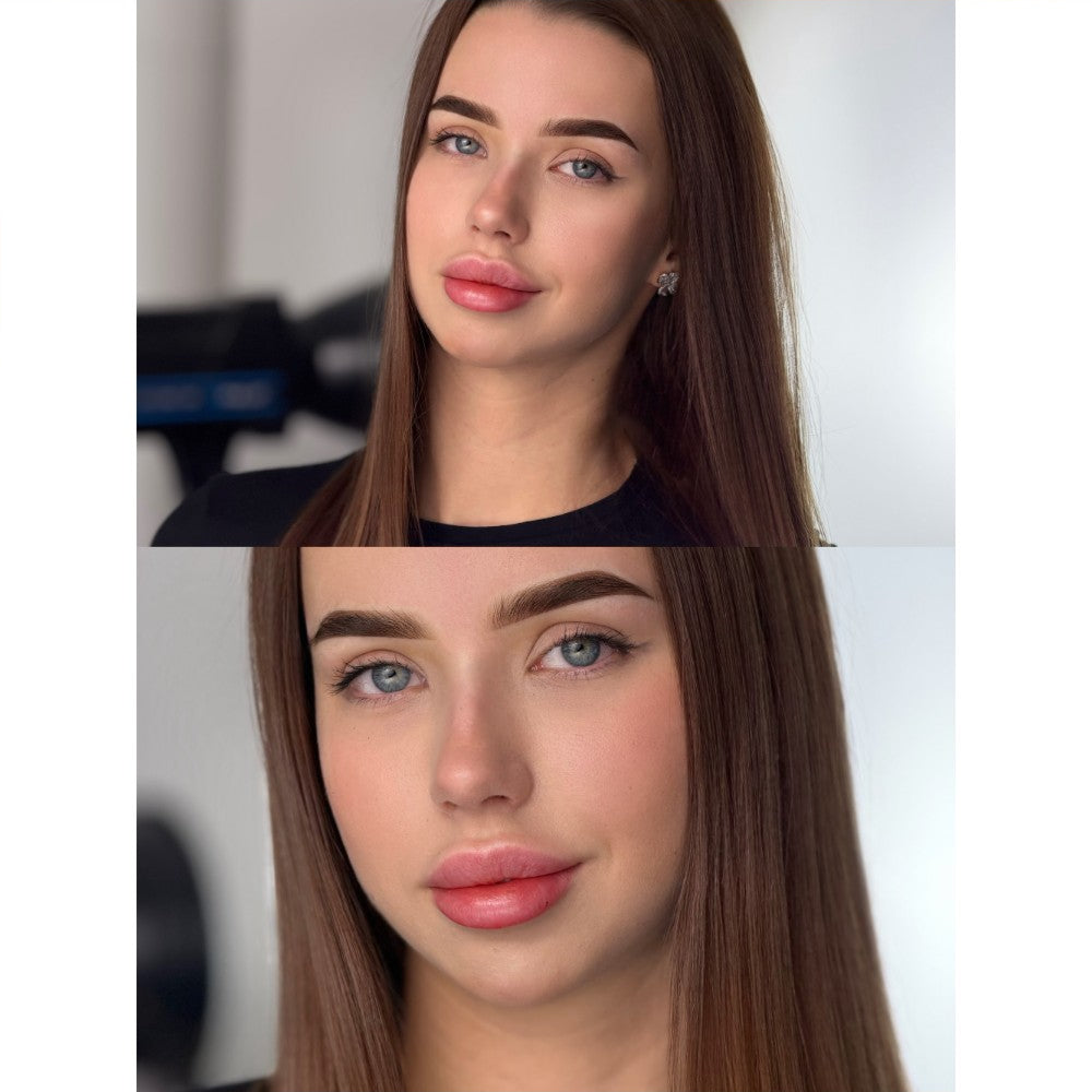 Brow PMU with FACE Mineral Light used pure (before and after)