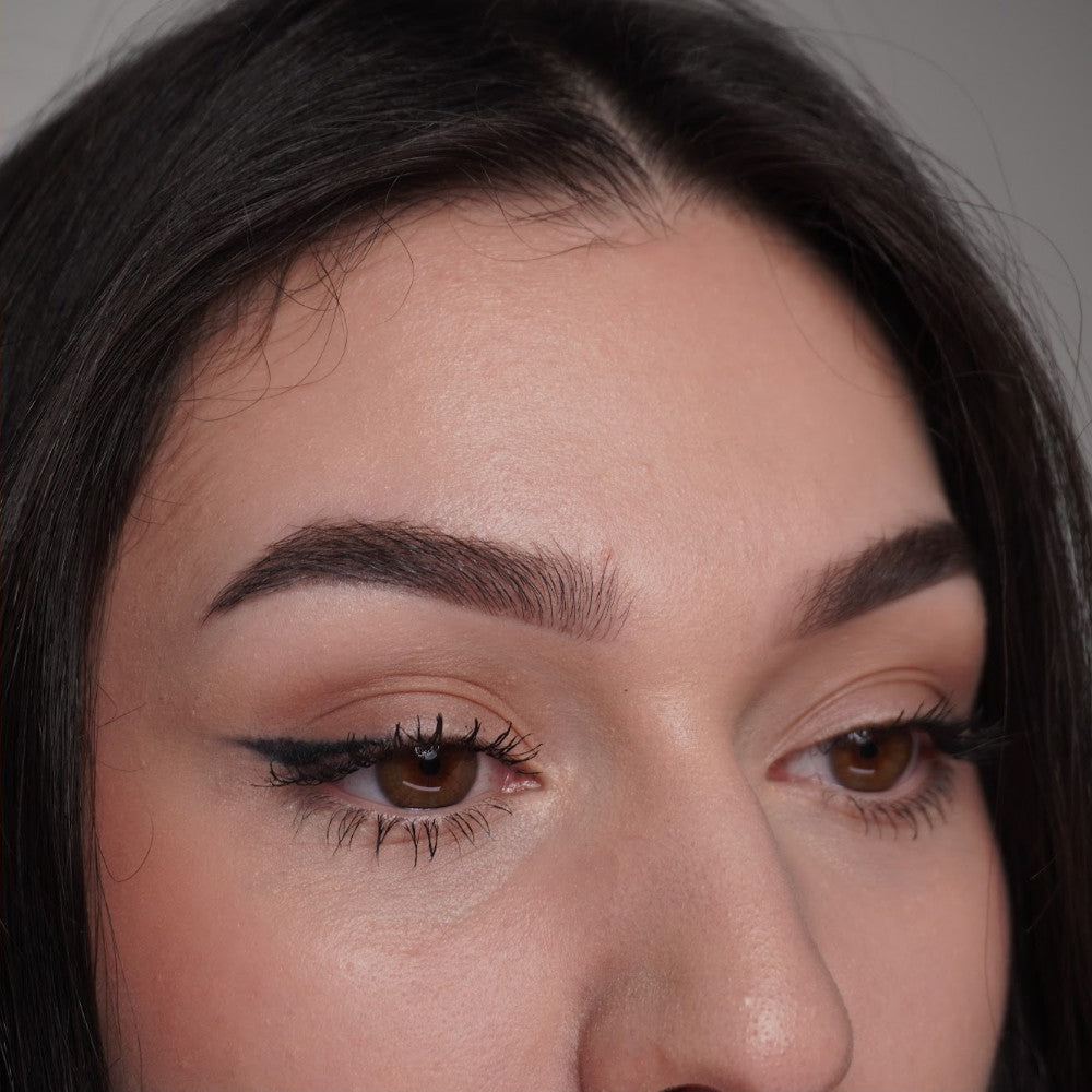 Healed brow PMU with a FACE Mineral Dark, Medium and Black Brown mix