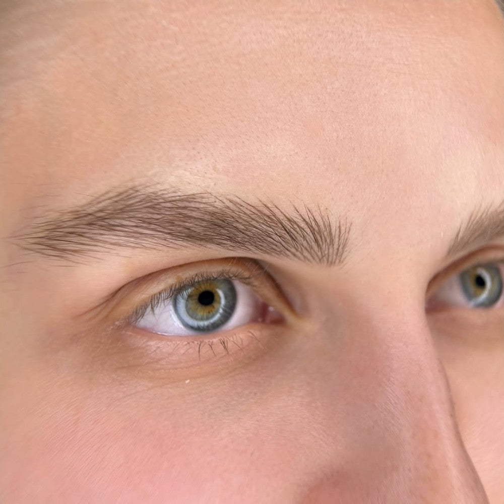 Brow PMU with a FACE Mineral Light and Medium mix