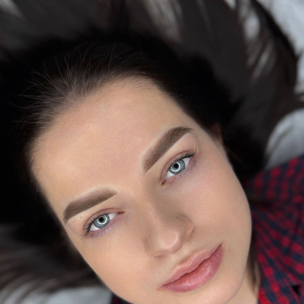 Brow PMU with a FACE Mineral Dark, Warm and Gold mix