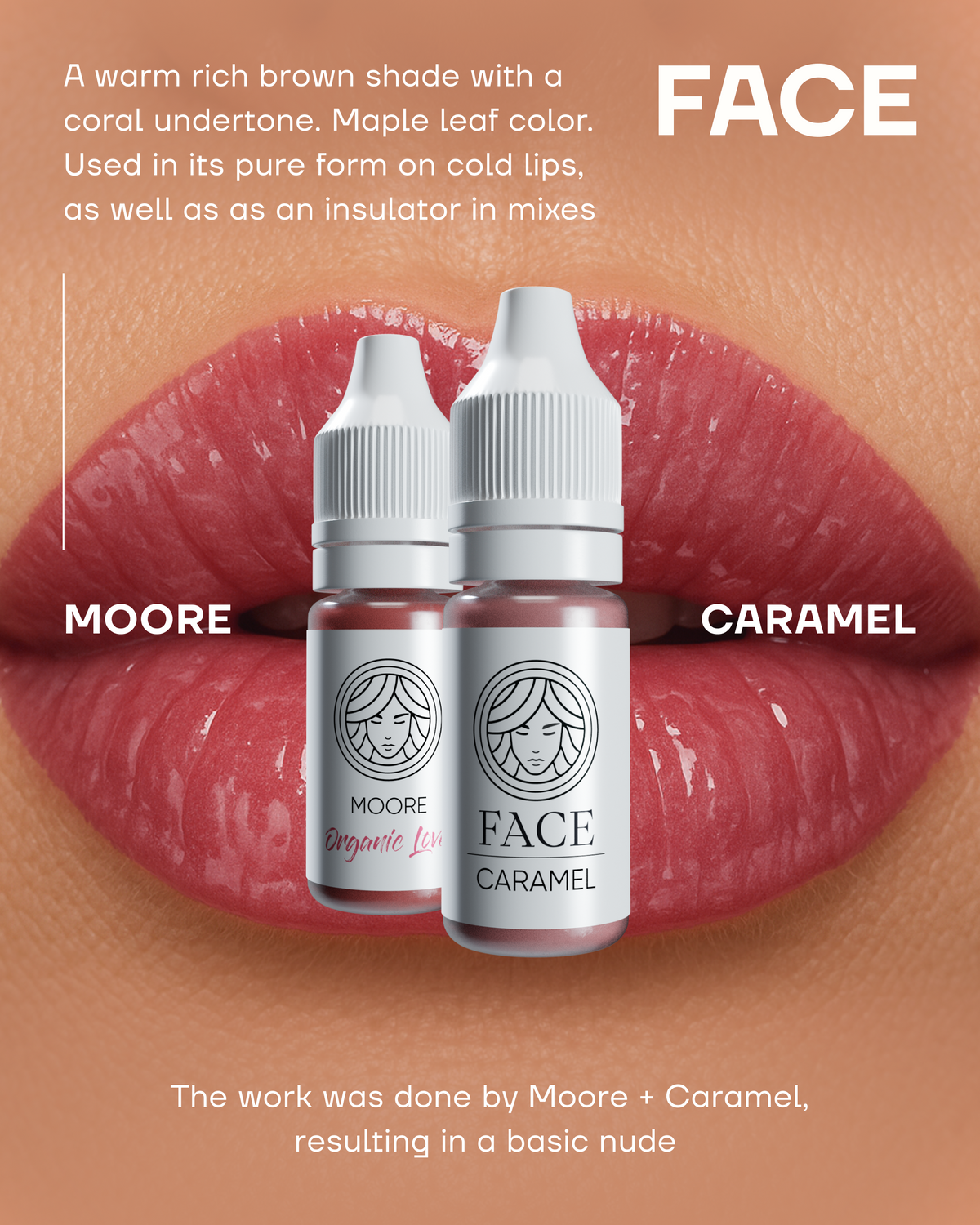 Lips done with FACE Moore and Caramel hybrid lip pigments