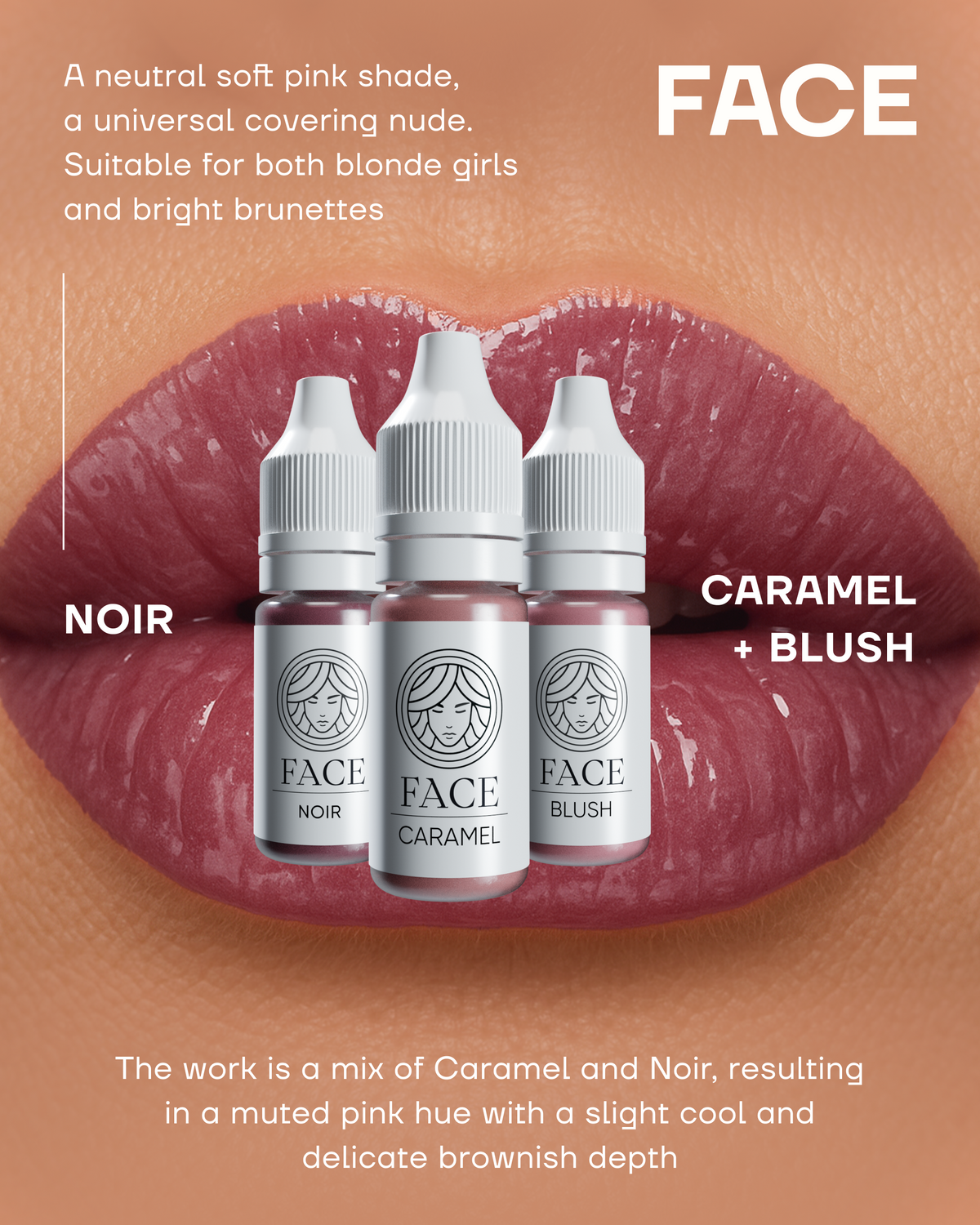 Lips done with a mix of FACE Noir, Caramel and Blush hybrid lip pigments