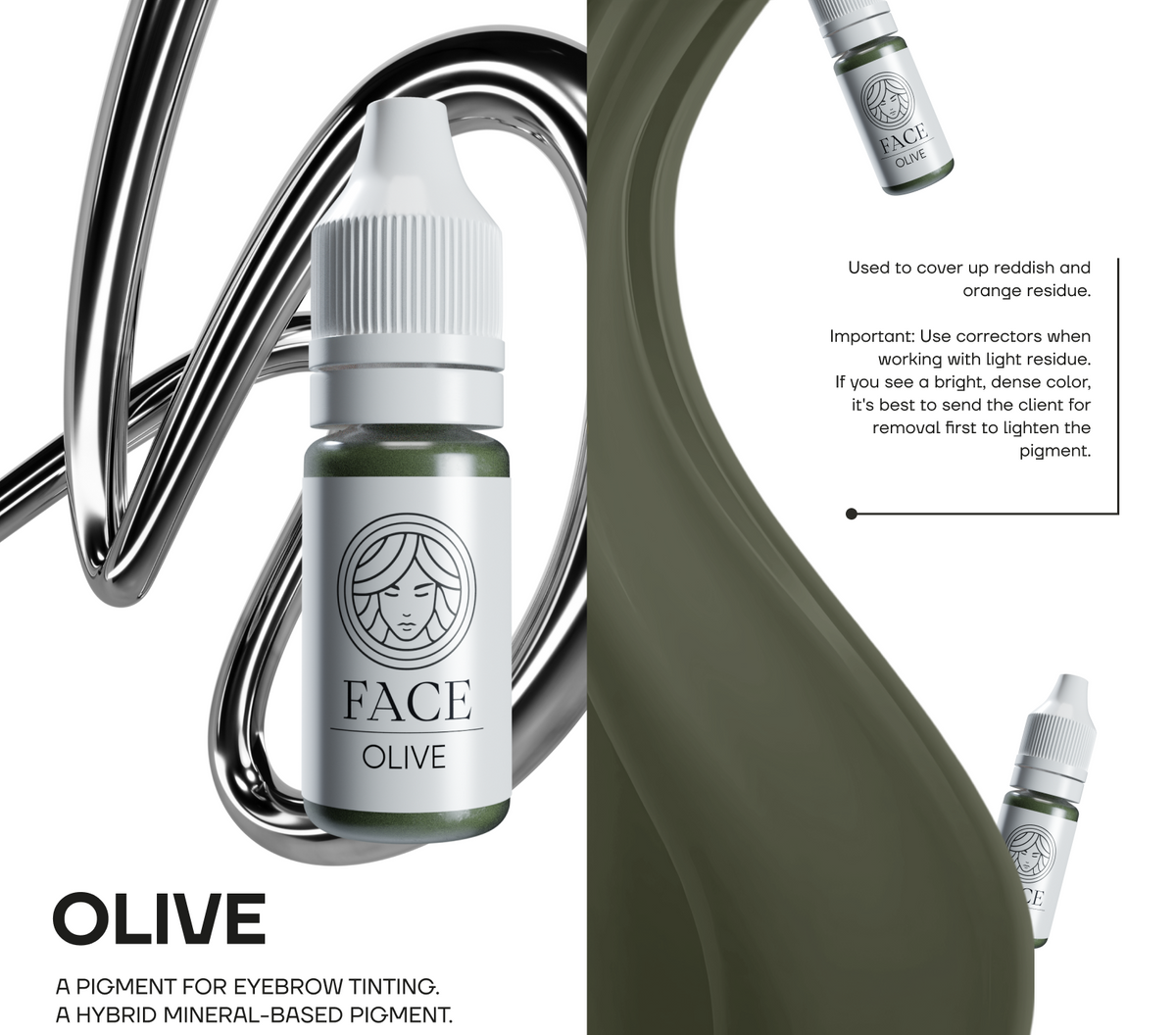 FACE Olive brow corrector, used to correct reddish eyebrow permanent makeup