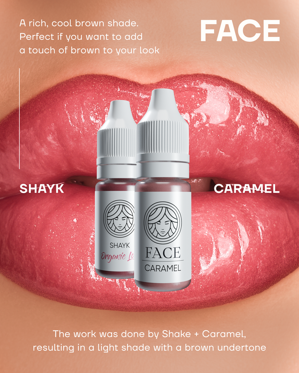Lip PMU done with FACE Shayk and Caramel hybrid lip pigments
