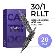 Hanafy 30/1 RLLT 0,30 mm Round Liner PMU-naaldcartridges, doos van 20