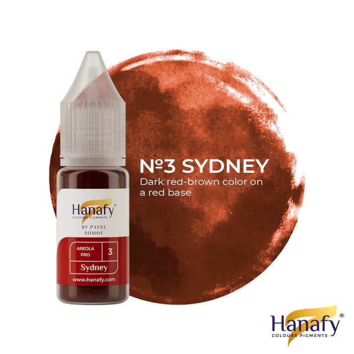 Hanafy Pigment for Areola PRO No.3 Sydney by Pavel Somov, areola pigment bottle
