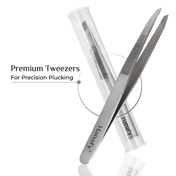 Hanafy beveled eyebrow tweezers with slanted tip