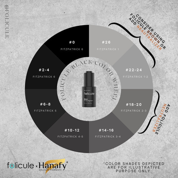 Hanafy Folicule Black SMP pigment dilution chart wheel