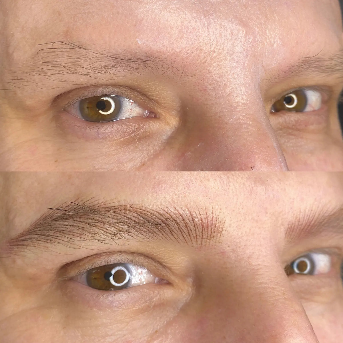Hyperrealistic hairstroke eyebrows, PMU result with Hanafy brow pigments