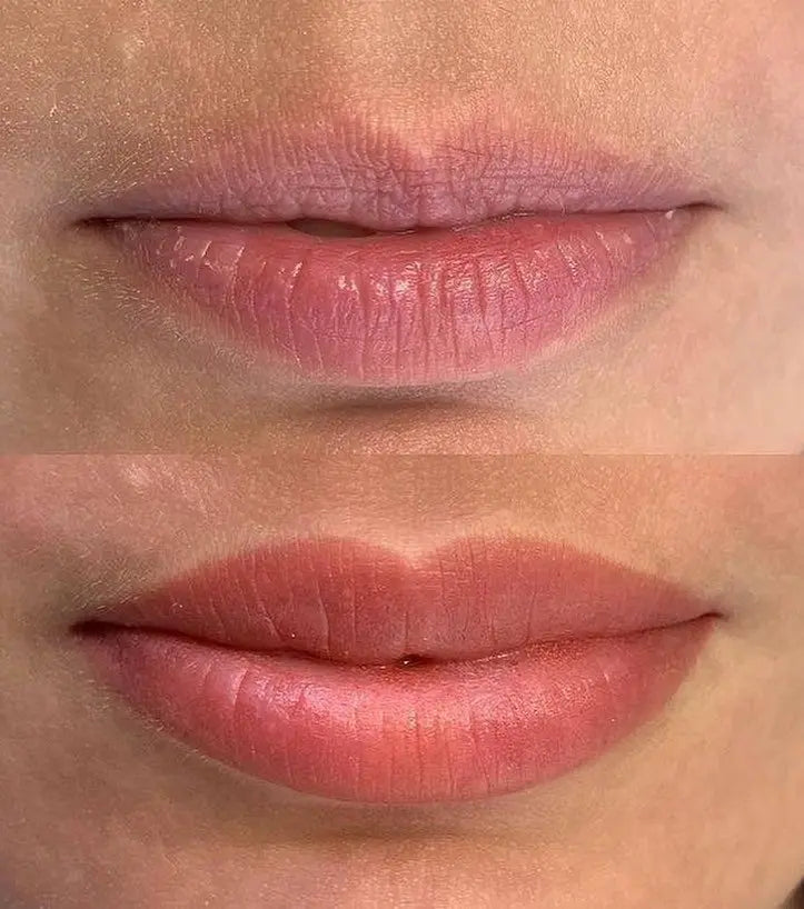 Lip permanent makeup with Hanafy Peach lip pigment