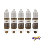 Hanafy Pulse Eyebrows set by Julie Kim, 5 hybrid brow pigments, 10 ml bottles