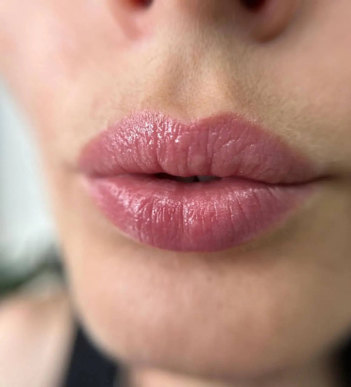 Lips done with mixed Hanafy lip pigments including Raspberry