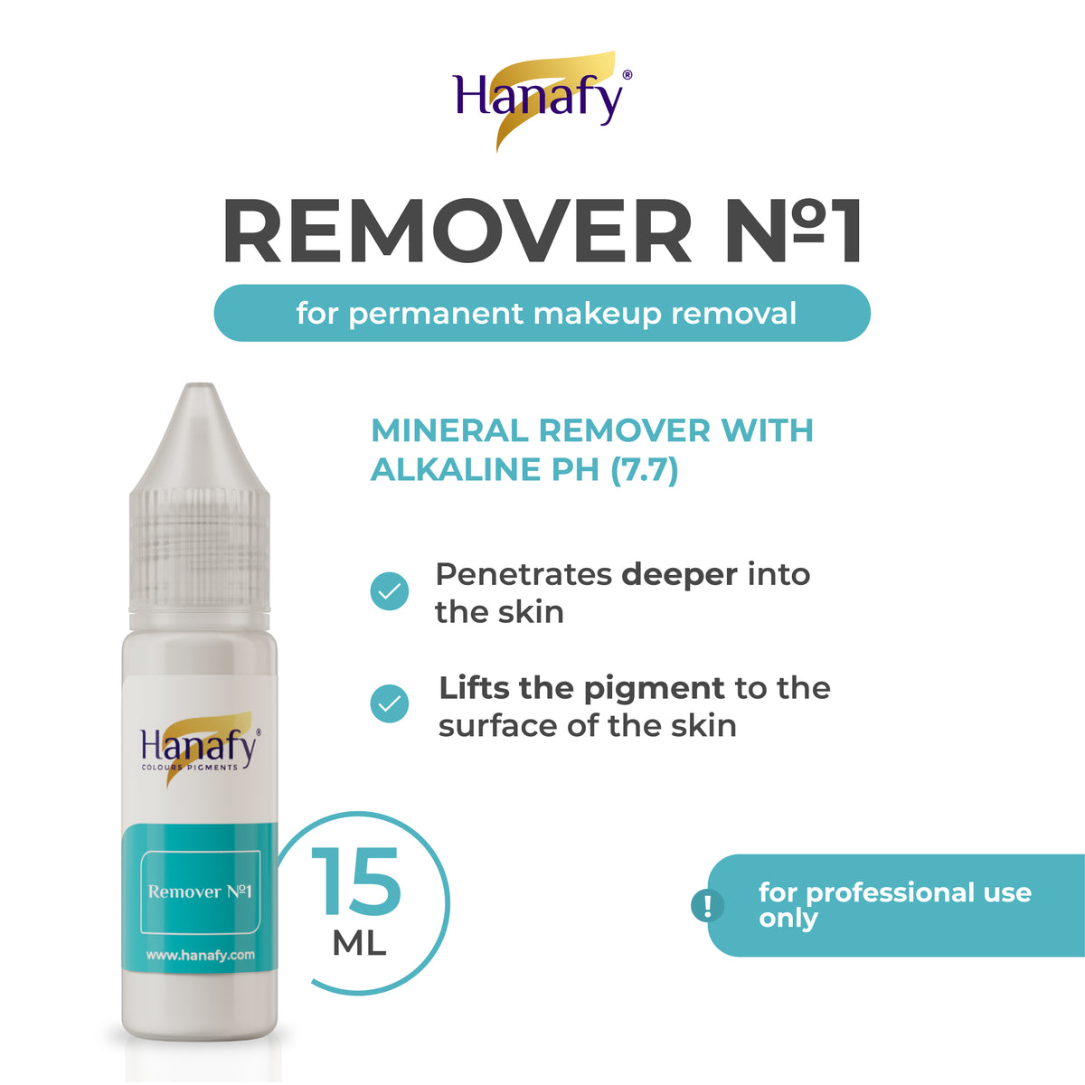Hanafy Remover No.1 Alkaline Formula, 15 ml bottle, front view